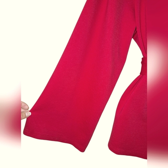 Marc New York Red Long Sleeve Tie Front Peplum Blouse Size Large - Picture 9 of 10